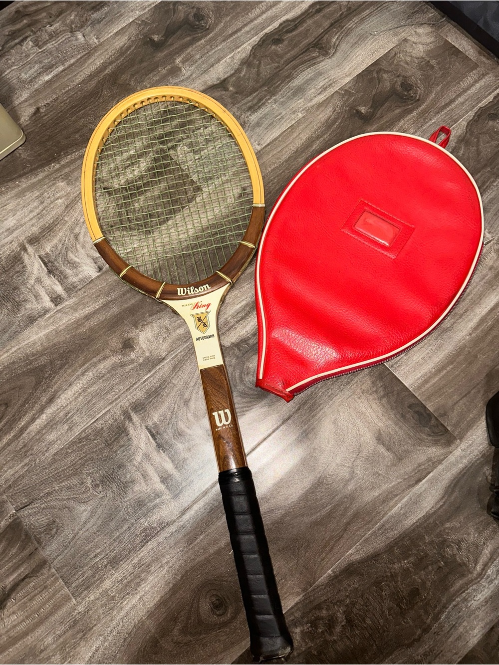 1970s Wilson Billie Jean King Autograph Wood Tennis Racket w/ Case